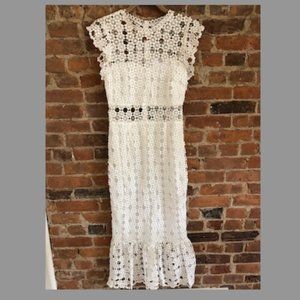 - Petal & Pup White Midi Eyelet Dress